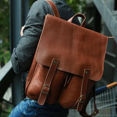 Leather Brown Mens Backpack Cool Travel Backpacks Laptop Backpack for men