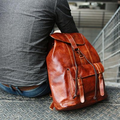 Handmade Leather Mens Backpacks Travel Backpacks Laptop Backpack for men