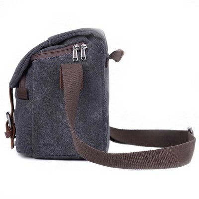 Fashionable Retro Camera Canvas Sling Bag - Dark Gray