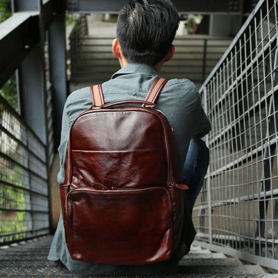 Vintage Leather Mens Backpack Travel Backpack School Backpacks for men