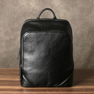 Genuine Leather Mens Cool Backpack Sling Bag Large Black Travel Bag Hiking Bag for men