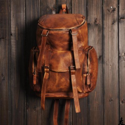 Handmade Leather Mens Cool Backpack Sling Bag Large Travel Bag Hiking Bag for men