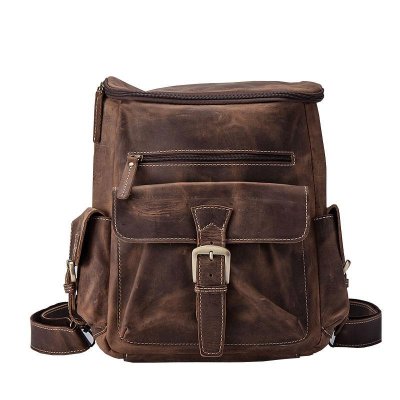 Vintage Cool Leather Mens Backpack Large Travel Bag Hiking Bag for men