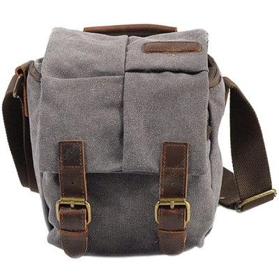 Fashionable Waterproof Canvas Camera Sling Bag - Light Gray