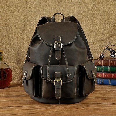 Cool Leather Mens Backpack Vintage Travel Backpack School Backpack for men