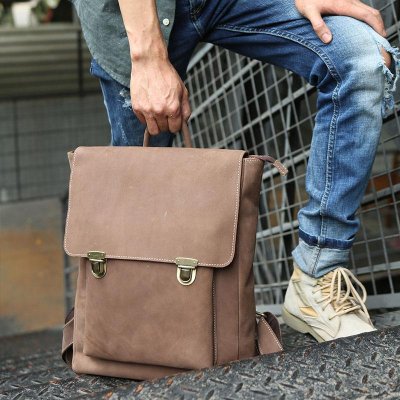 Cool Mens Leather Backpack Travel Backpacks Laptop Backpack for men