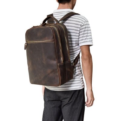 Cool Leather Mens Large Backpack Vintage Travel Backpack School Backpack for Men