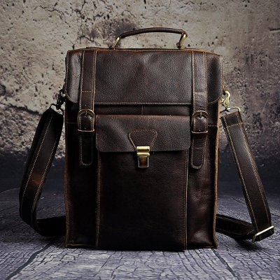 Cool Leather Mens Briefcase Messenger Bag Shoulder Bag Satchel Backpack for men