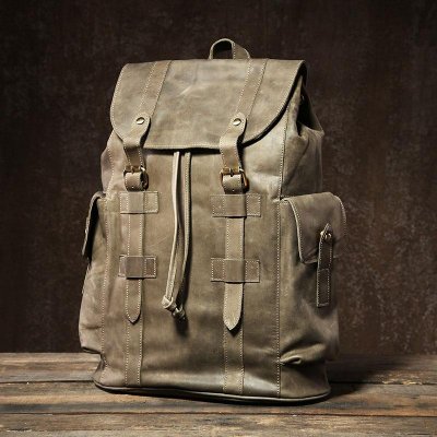 Handmade Leather Mens Cool Backpack Sling Bag Large Travel Bag Hiking Bag for Men