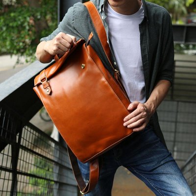 Brown Leather Mens Backpack Travel Backpacks Laptop Backpack for men