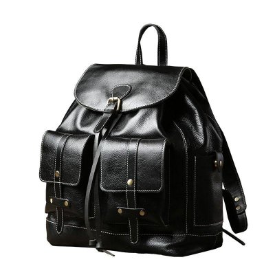 Genuine Leather Mens Cool Backpack Laptop Bag Large Travel Bag Hiking Bag for Men