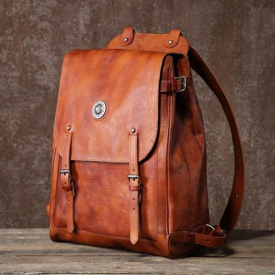 Handmade Leather Mens Cool Backpack Sling Bag Large Travel Bag Hiking Bag for Men