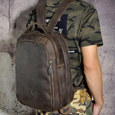 Cool Leather Mens Backpack Vintage Travel Backpack Satchel Backpack for men