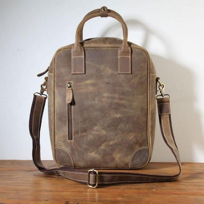 Handmade Leather Mens Cool Backpack Bag Messenger Bag Briefcase Work Bag Laptop Bag for men