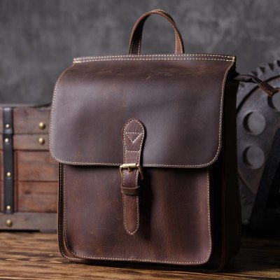 Handmade Leather Mens Cool Backpack Sling Bag Large Travel Bag Hiking Bag for men