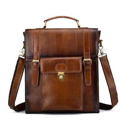 Cool Leather Mens Briefcase Messenger Bag Shoulder Bag Satchel Backpack for men