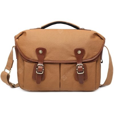 Waterproof Canvas Retro Camera Sling Bag - Light Khaki