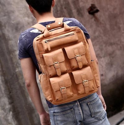 Cool Mens Leather Vintage Backpack Large Travel Backpack Hiking Backpack For Men