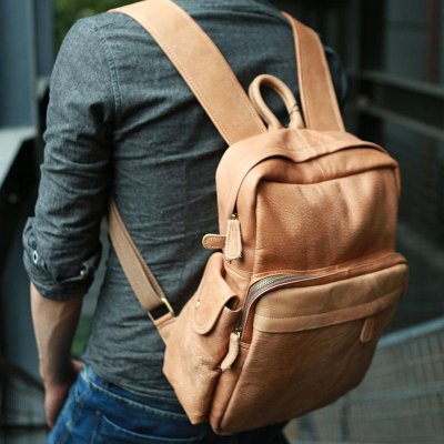 Leather Brown Mens Backpacks Cool Travel Backpack Laptop Backpack for men