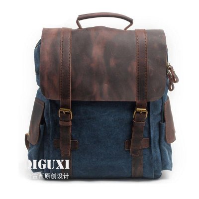 Mens Canvas Leather Backpack Canvas Hiking Backpack Canvas Travel Backpack for Men