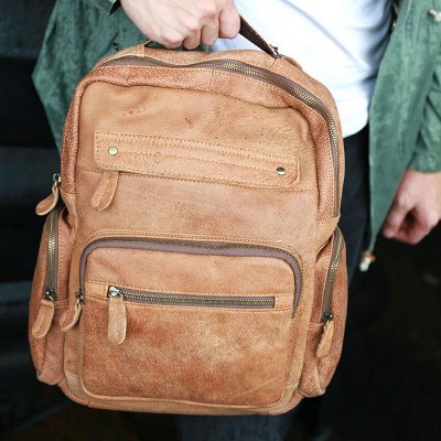 Cool Brown Mens Leather Backpack Travel Backpacks School Backpacks for men