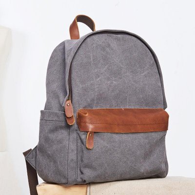 Cool Canvas Gray Mens Backpack Canvas Travel Bag Canvas School Bag for Men