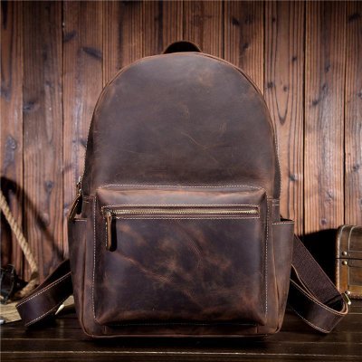 Cool Leather Mens Large Backpack Travel Backpack Vintage School Backpack for Men