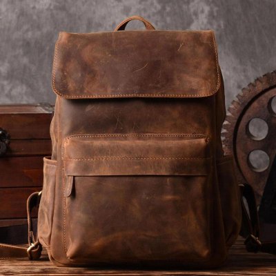 Genuine Leather Mens Cool Backpack Sling Bag Large Travel Bag Hiking Bag for men