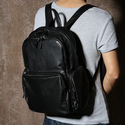 Genuine Leather Mens Cool Backpack Sling Bag Large Travel Bag Hiking Bag for Men