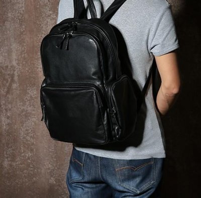 Genuine Leather Mens Cool Backpack Sling Bag Large Travel Bag Hiking Bag for Men