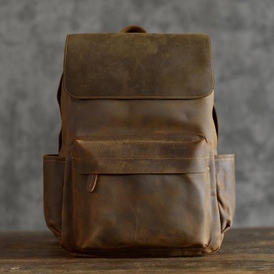 Genuine Leather Mens Cool Backpack Sling Bag Large Travel Bag Hiking Bag for men