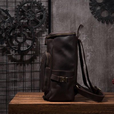 Cool Coffee Mens Leather Hiking Backpack Travel Backpack Leather Backpack for Men