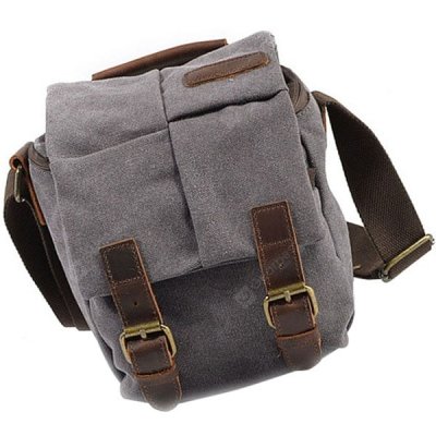 Fashionable Waterproof Canvas Camera Sling Bag - Light Gray