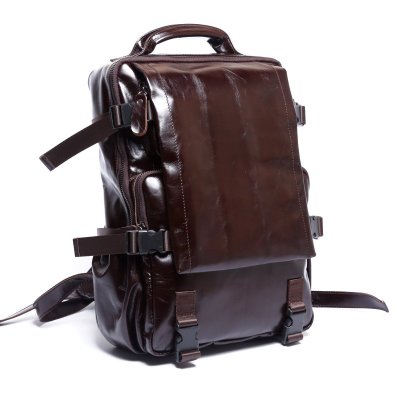 Genuine Leather Mens Cool Backpack Sling Bag Large Black Travel Bag Hiking Bag for men