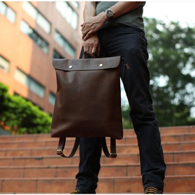 Cool Black Mens Leather Backpack Travel Backpacks School Backpacks for men