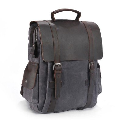 Cool Waxed Canvas Leather Mens Backpacks Canvas Travel Backpacks Canvas School Backpack for Men