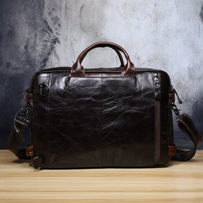 Genuine Leather Mens Cool Messenger Bag Briefcase Backpack Bag Travel Bag for Men