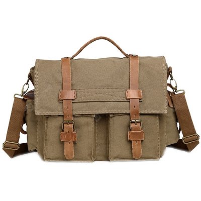 Canvas Digital Camera Shoulder Bag - Army Green