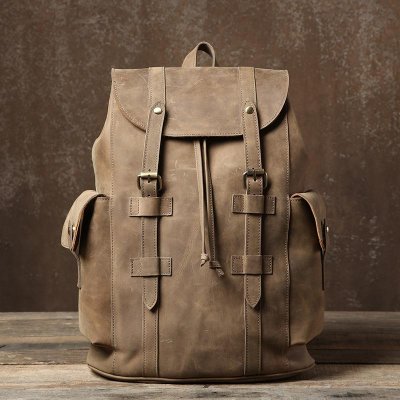 Handmade Genuine Leather Mens Cool Backpack Large Travel Bag Hiking Bag for Men