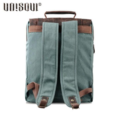 Cool Mens Canvas Leather Travel Backpack Canvas Backpack Canvas School Bag for Men