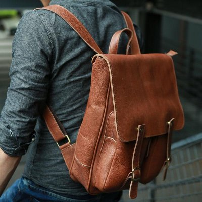 Leather Brown Mens Backpack Cool Travel Backpacks Laptop Backpack for men