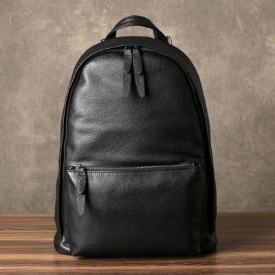 Genuine Leather Mens Cool Backpack Sling Bag Large Black Travel Bag Hiking Bag for men