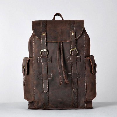 Handmade Genuine Leather Mens Cool Backpack Large Travel Bag Hiking Bag for Men