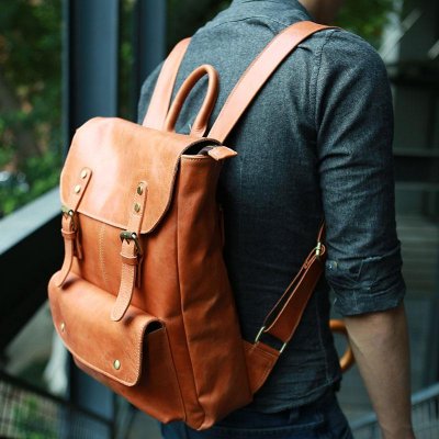 Cool Brown Mens Leather Backpack Travel Backpack School Backpacks for men