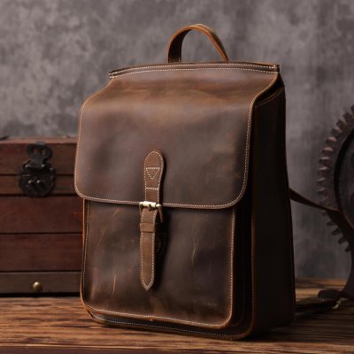 Handmade Leather Mens Cool Backpack Sling Bag Large Travel Bag Hiking Bag for men