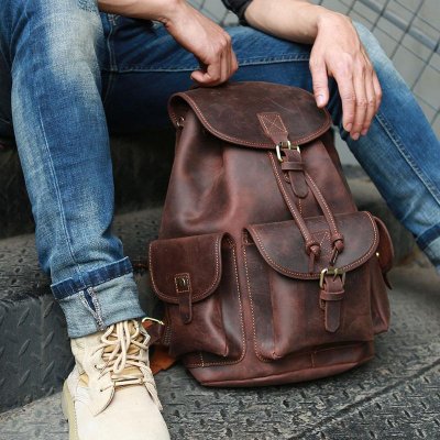 Cool Mens Leather Backpacks Travel Backpacks Laptop Backpacks for Men