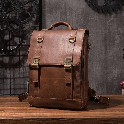 Cool Mens Leather Backpack School Backpack Leather Laptop Backpack for Men