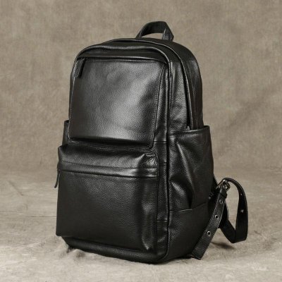 Genuine Leather Mens Cool Backpack Sling Bag Large Black Travel Bag Hiking Bag for men