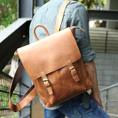 Cool Leather Mens Backpack Travel Backpack Laptop Backpack for men