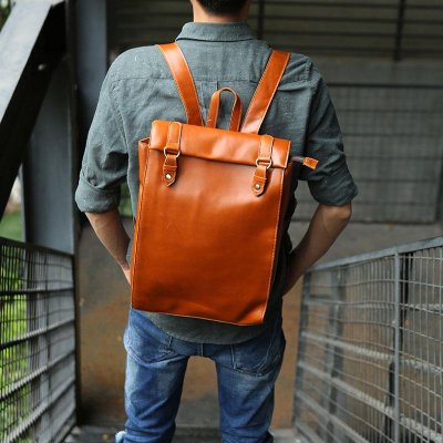 Brown Leather Mens Backpack Travel Backpacks Laptop Backpack for men